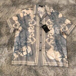 New Authentic Versace Gray and Blue Short Sleeve Shirt size 54